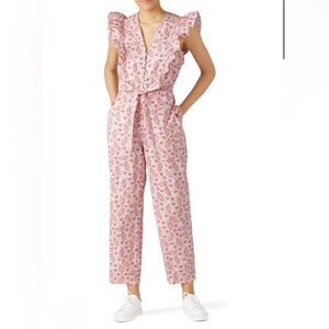 REBECCA TAYLOR Cotton Floral Ruffle Jumpsuit XL $295